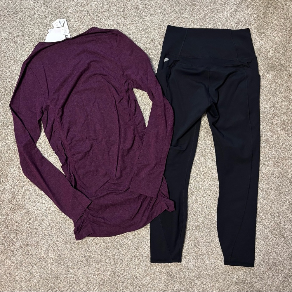 Fabletics pure luxe black leggings xs Kathie seamless long sleeve xs - Picture 4 of 6